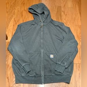 Vtg Men’s XL Dark Grey Carhartt Rain Defender Full Zip Hoodie Sweatshirt